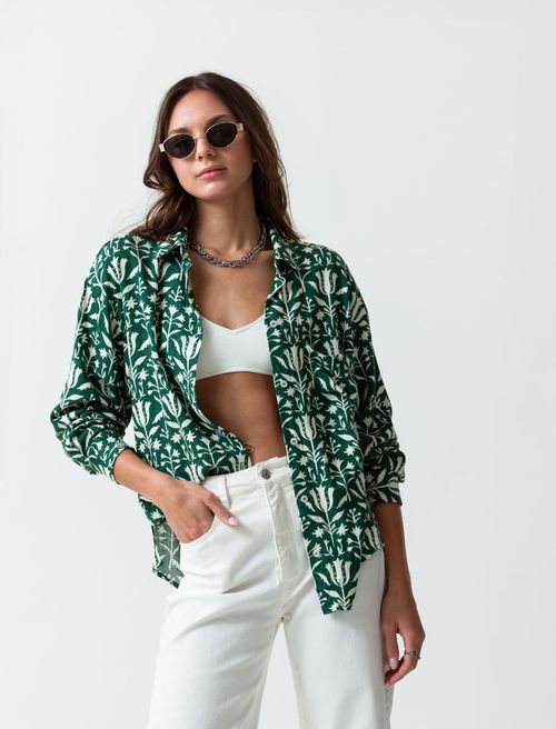 Camisa estampada manga larga