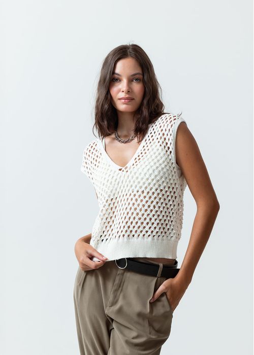 Camisa tejida de cuello en V