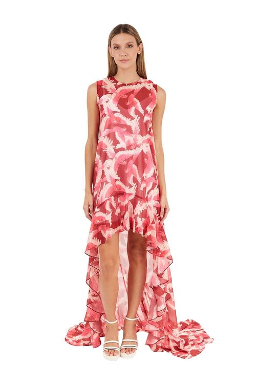 Vestido Largo Aviva Estampado Rojo