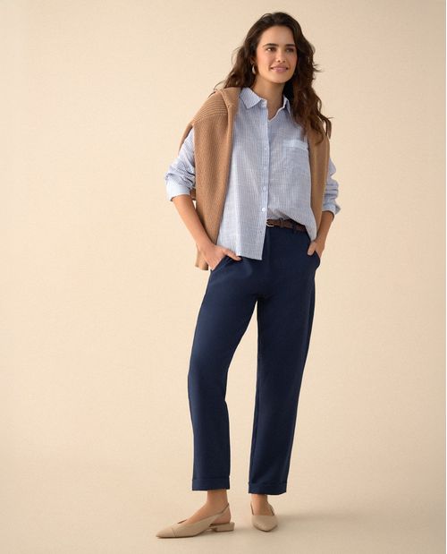 Pantalón con bolsillos de ribete para mujer
