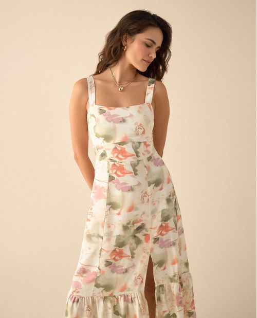 Vestido con escote recto para mujer