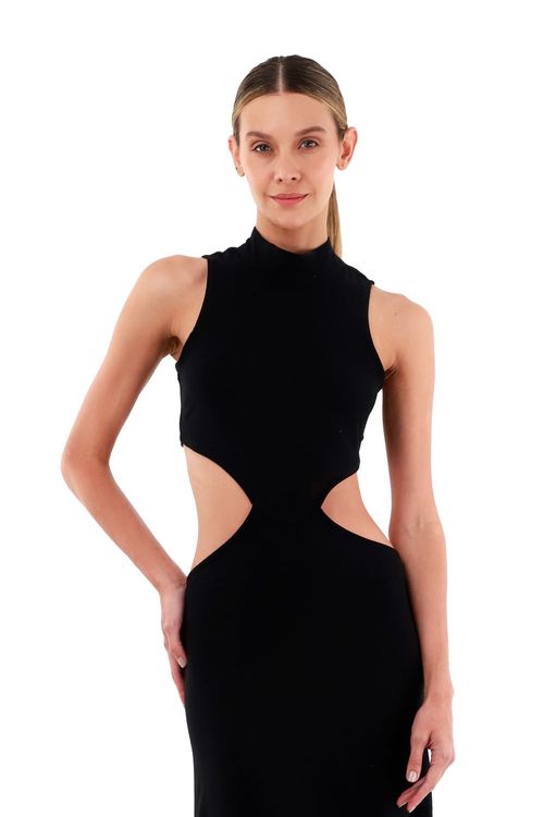 Vestido Largo Georgette Negro