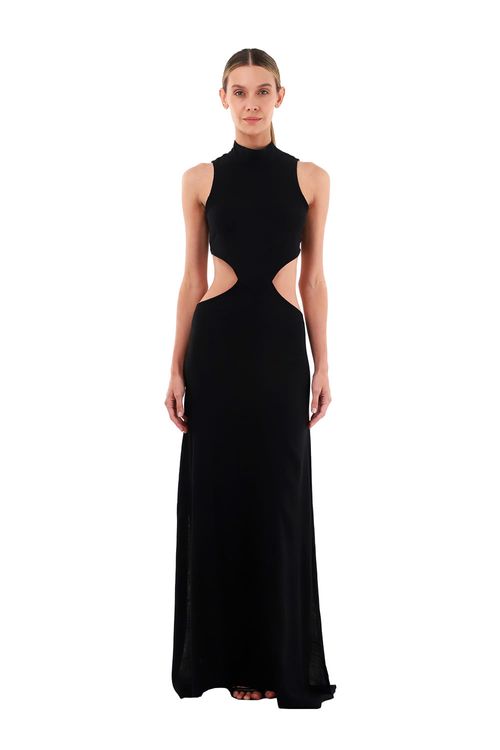 Vestido Largo Georgette Negro