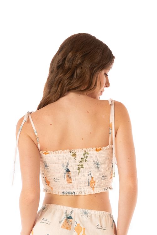PRINT LA VILLA CECI CROP TOP