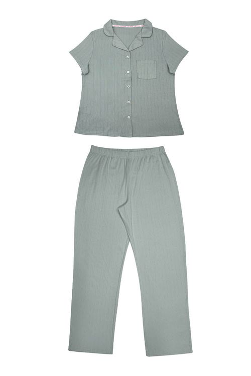 Conjunto de pijama camisa con pantalón largo
