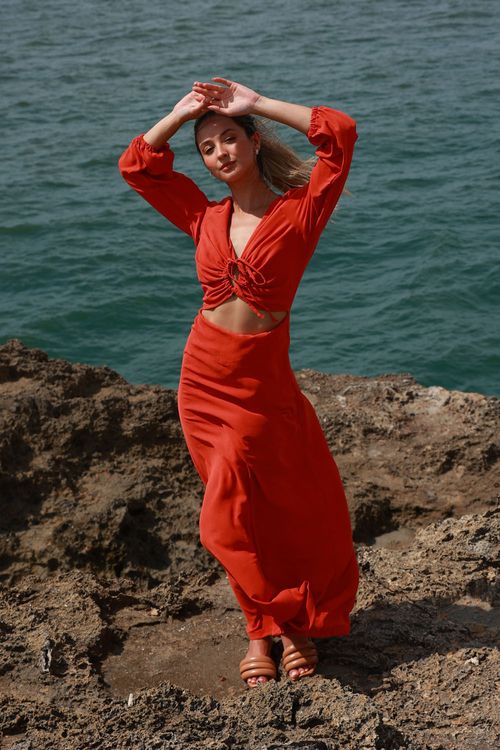 Vestido Largo Angelina Terracota