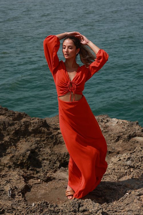 Vestido Largo Angelina Terracota