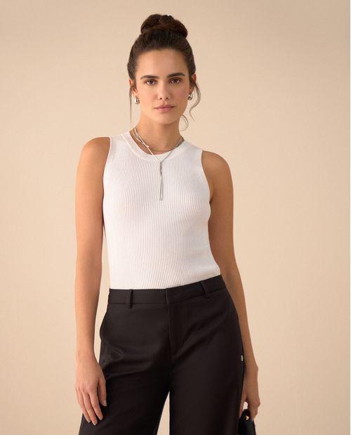 Camiseta tejida manga sisa para mujer