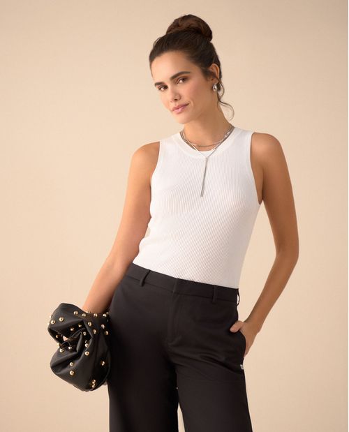 Camiseta tejida manga sisa para mujer