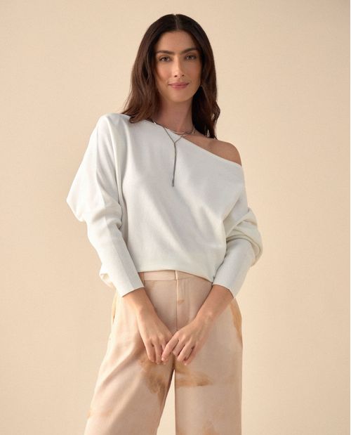 Suéter tejido cuello bandeja para mujer