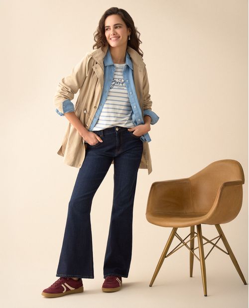 Chaqueta tipo abrigo con capucha para mujer
