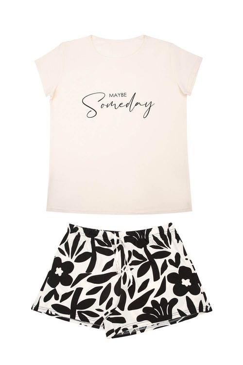 Conjunto de pijama camiseta con cuello redondo