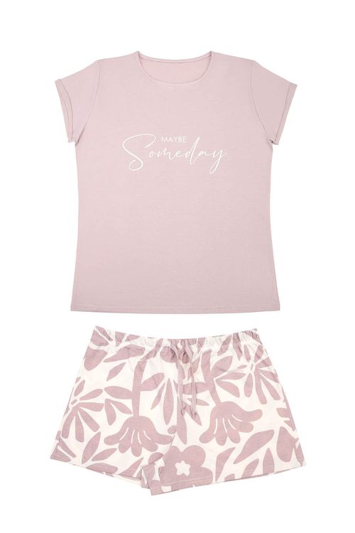 Conjunto de pijama camiseta con cuello redondo