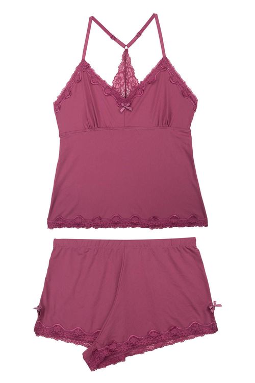 Pijama en modal con detalles en encaje