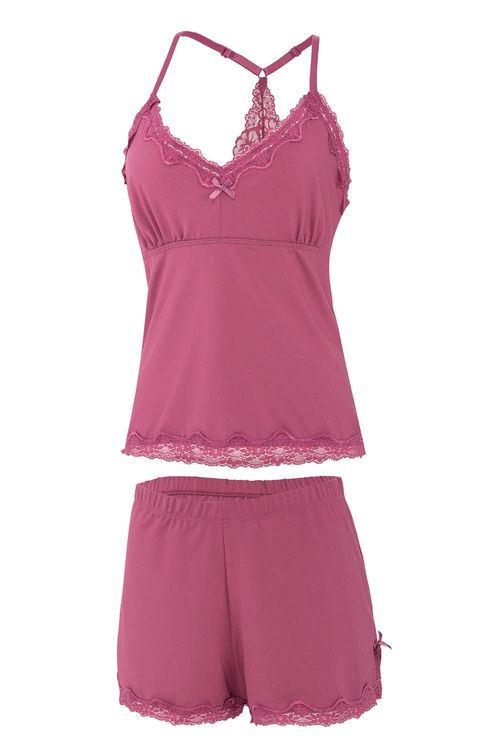 Pijama en modal con detalles en encaje