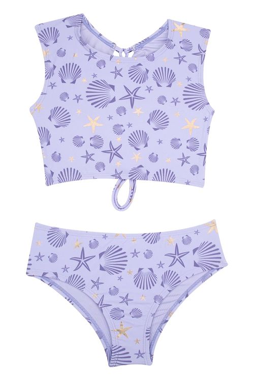 Vestido de baño de dos piezas en microfibra para niña