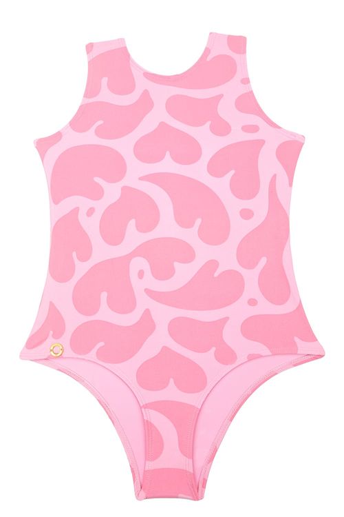 Vestido de baño tipo enterizo en microfibra para niña