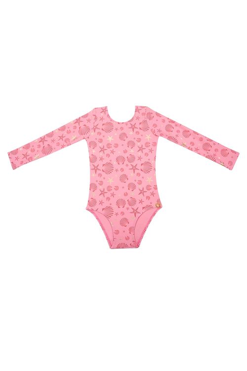 Vestido de baño enterizo en microfibra para niña