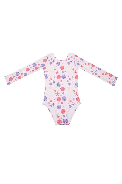 Vestido de baño enterizo en microfibra para niña