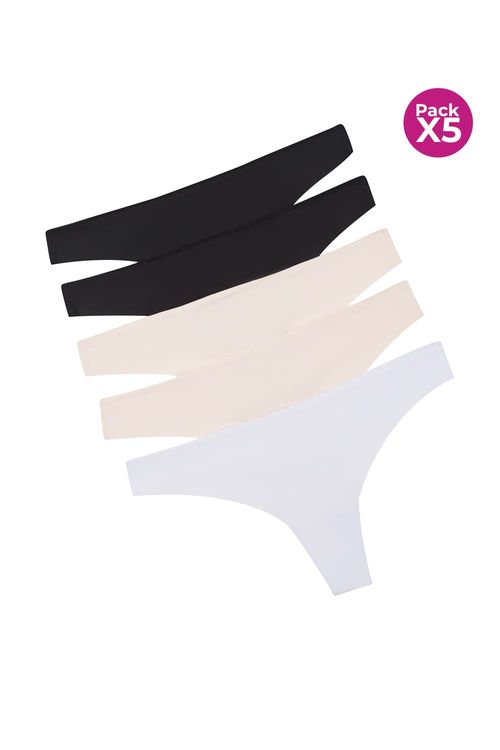 Panty tipo brasilera invisible microfibra paquete x5