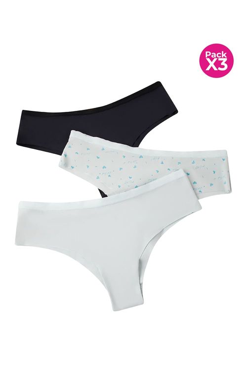 Panty paq x3 tipo hipster invisible