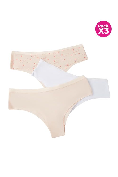 Panty paq x3 tipo hipster invisible