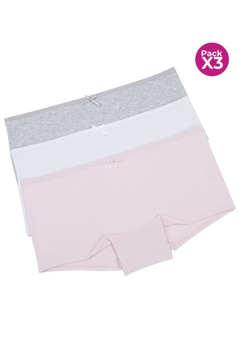 Panty bóxer para adolecentes en algodón x3 unidades