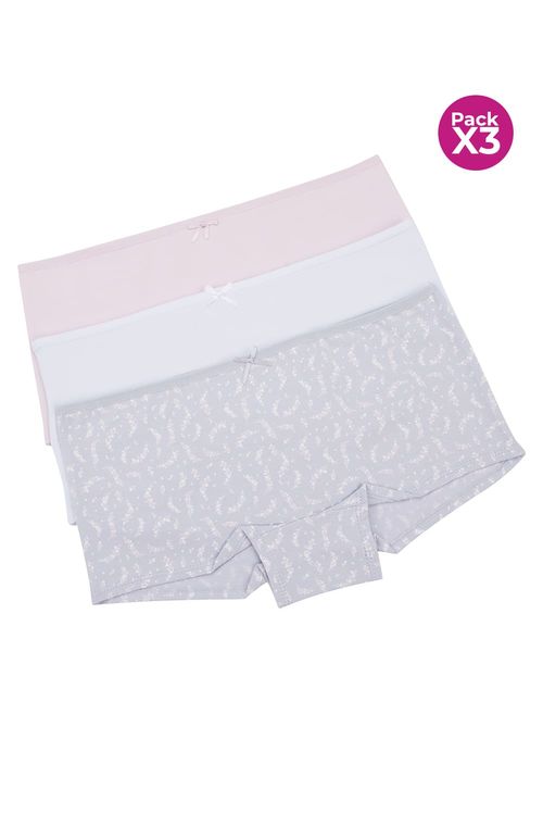 Panty bóxer para adolecentes en algodón x3 unidades