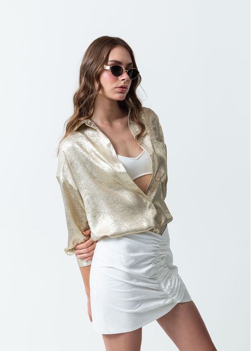 Camisa de tela con efecto brillo