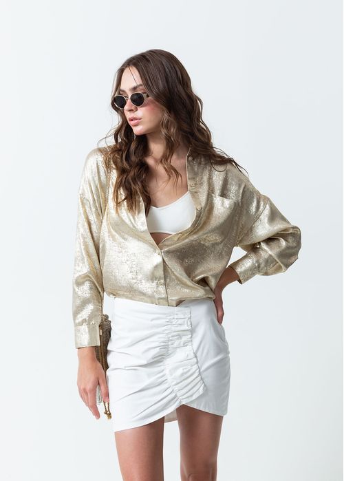 Camisa de tela con efecto brillo