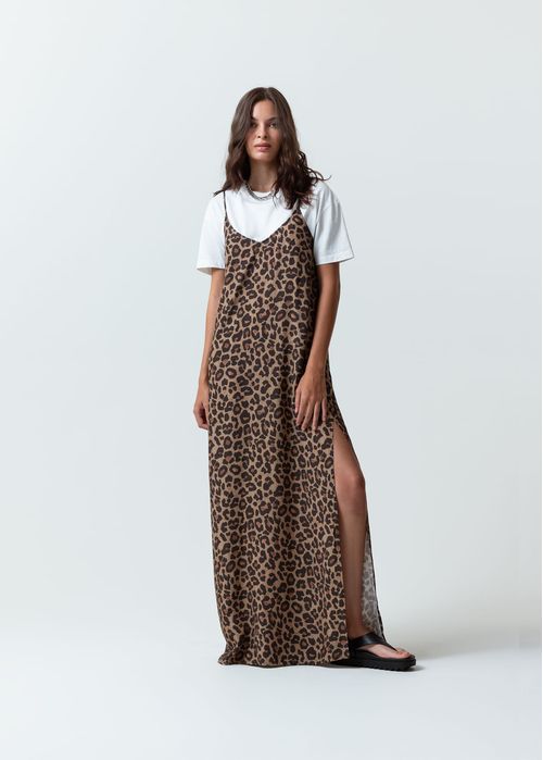Vestido largo de animal print