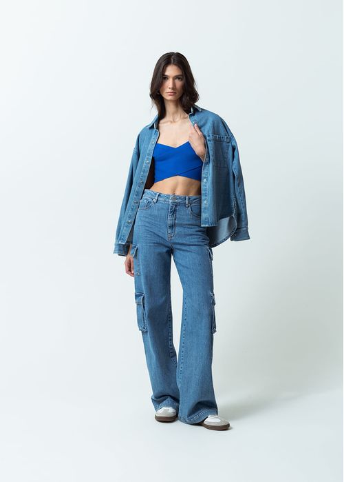 Camiseta tejida tipo crop