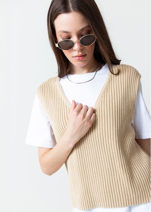 Camisa tejida cuello en V