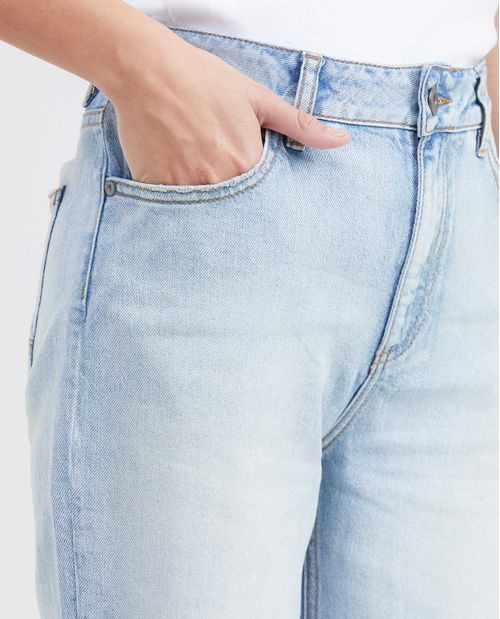 Jean Super High Rise Boot Cut Azul Claro con Rotos para Mujer