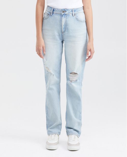 Jean Super High Rise Boot Cut Azul Claro con Rotos para Mujer