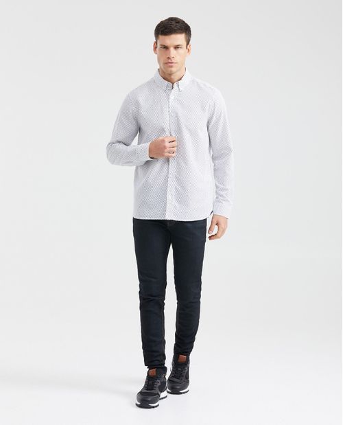 Camisa Classic Fit Manga Larga con Estampado Mini Print para Hombre