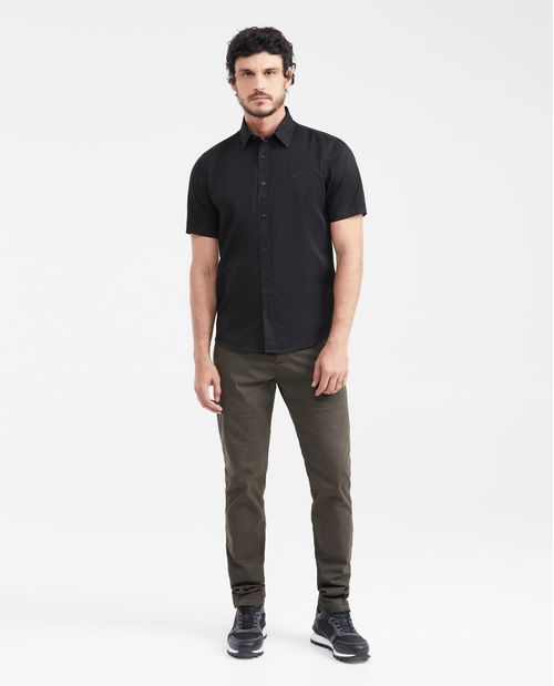 Camisa Slim Fit Manga Corta en Algodón para Hombre