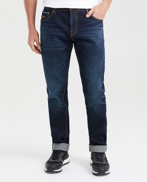 Jean Straight Fit Tiro Alto Boot Cut Azul Ultra Oscuro para Hombre