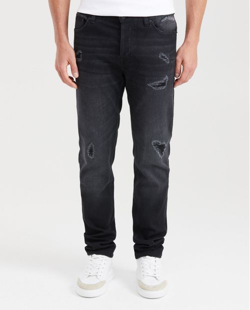 Jean Súper Slim Fit Tiro Bajo Bota Super Slim Negro para Hombre