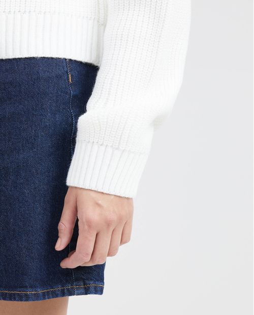 Suéter Tejido con Cuello Alto y Media Perilla de Botones para Mujer