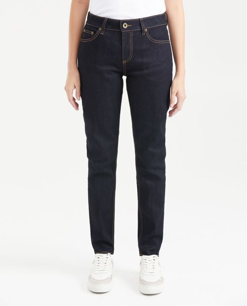 Jean Low Rise Bota Skinny Azul Ultra Oscuro para Mujer