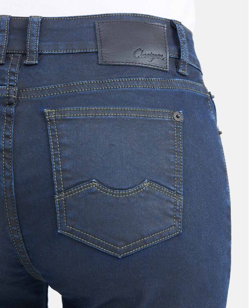 Jean High Rise Bota Skinny Azul Oscuro Resinado para Mujer