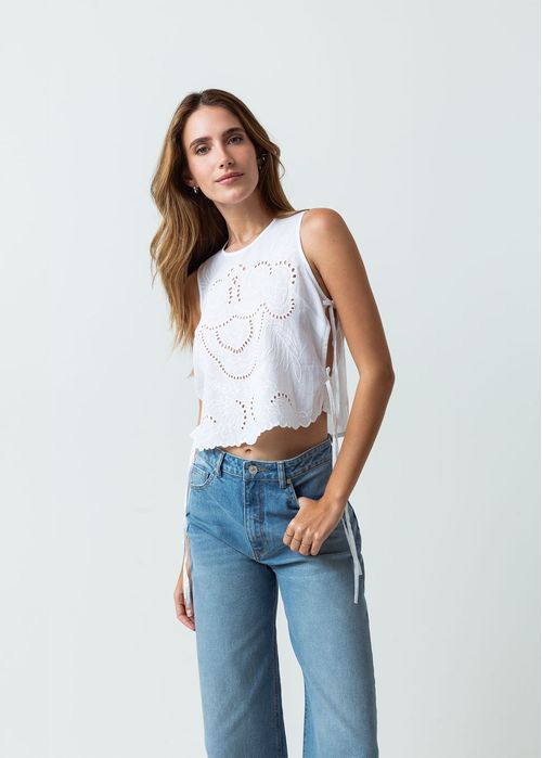 Camisa manga sisa bordada