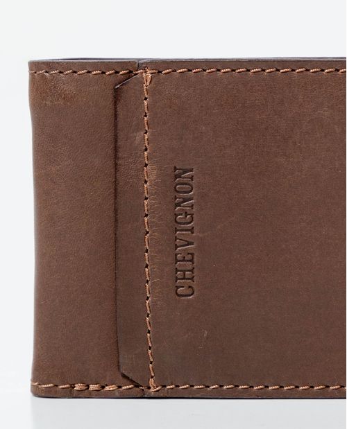 Billetera en Cuero Formato Horizontal Dos Alas con Portadocumentos para Hombre