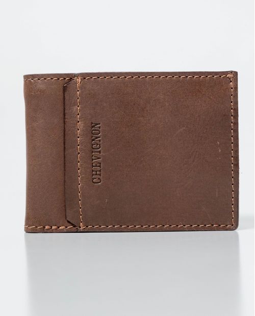 Billetera en Cuero Formato Horizontal Dos Alas con Portadocumentos para Hombre