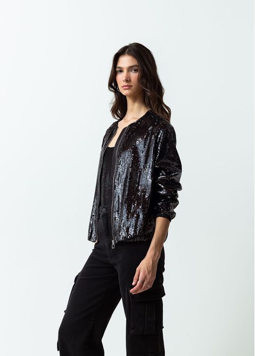 Chaqueta en tela de lentejuelas