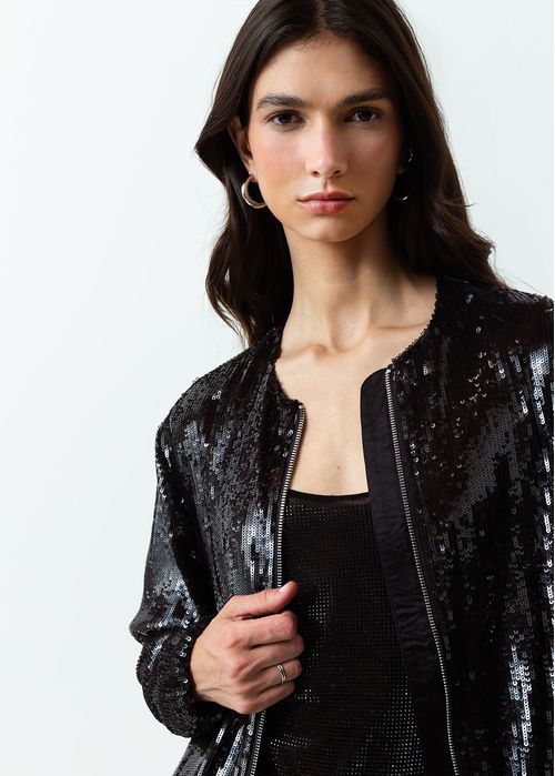 Chaqueta en tela de lentejuelas
