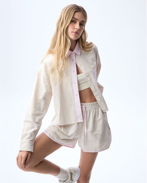 Camisa manga larga a rayas para mujer