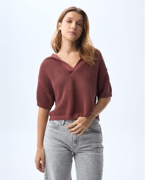 Polo tejida de fit amplio para mujer