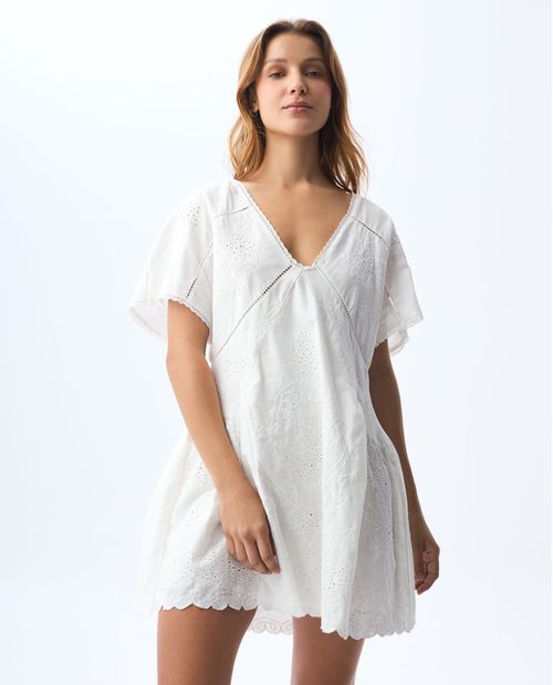 Vestido corto con detalles bordados para mujer